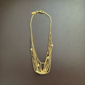 New Coach Elegant Gold Multi-Layer Chain Necklace with Gem Accents